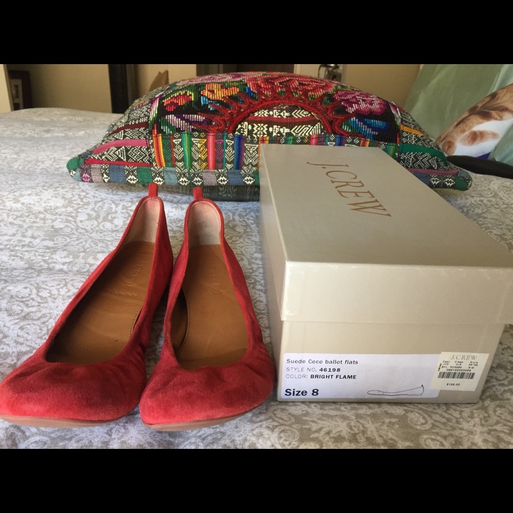J Crew Red Ballet Flats